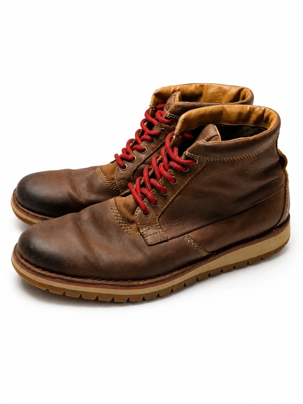 Clarks Brown Leather Varby Top Boots with Red Laces